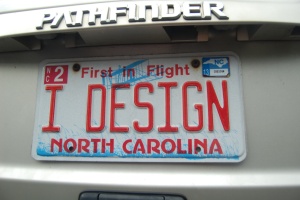 Montie's "I Design" License Tag